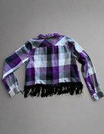 Load image into Gallery viewer, Purple Cropped Fringe Flannel
