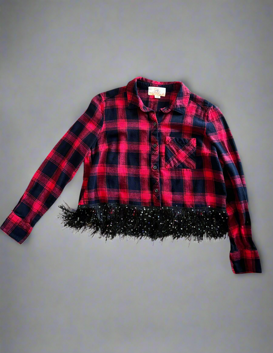 Crop Fringe Flannel