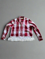 Load image into Gallery viewer, Red &amp; White Cropped Fringe Flannel
