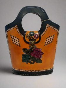 Hand Tooled Leather Bucket Purse