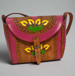 Load image into Gallery viewer, Pink Hand Tooled Leather Crossbody
