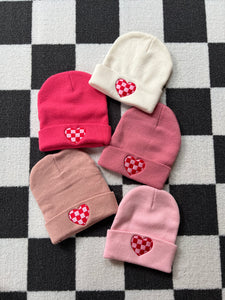 Checkered Heart Beanie