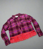 Load image into Gallery viewer, Hot Pink Cropped Fringe Flannel
