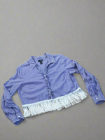 Load image into Gallery viewer, Purple &amp; White Crop Fringe Flannel
