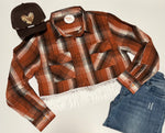 Load image into Gallery viewer, Rust Cropped Fringe Flannel
