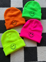 Load image into Gallery viewer, Neon Smiley Beanie
