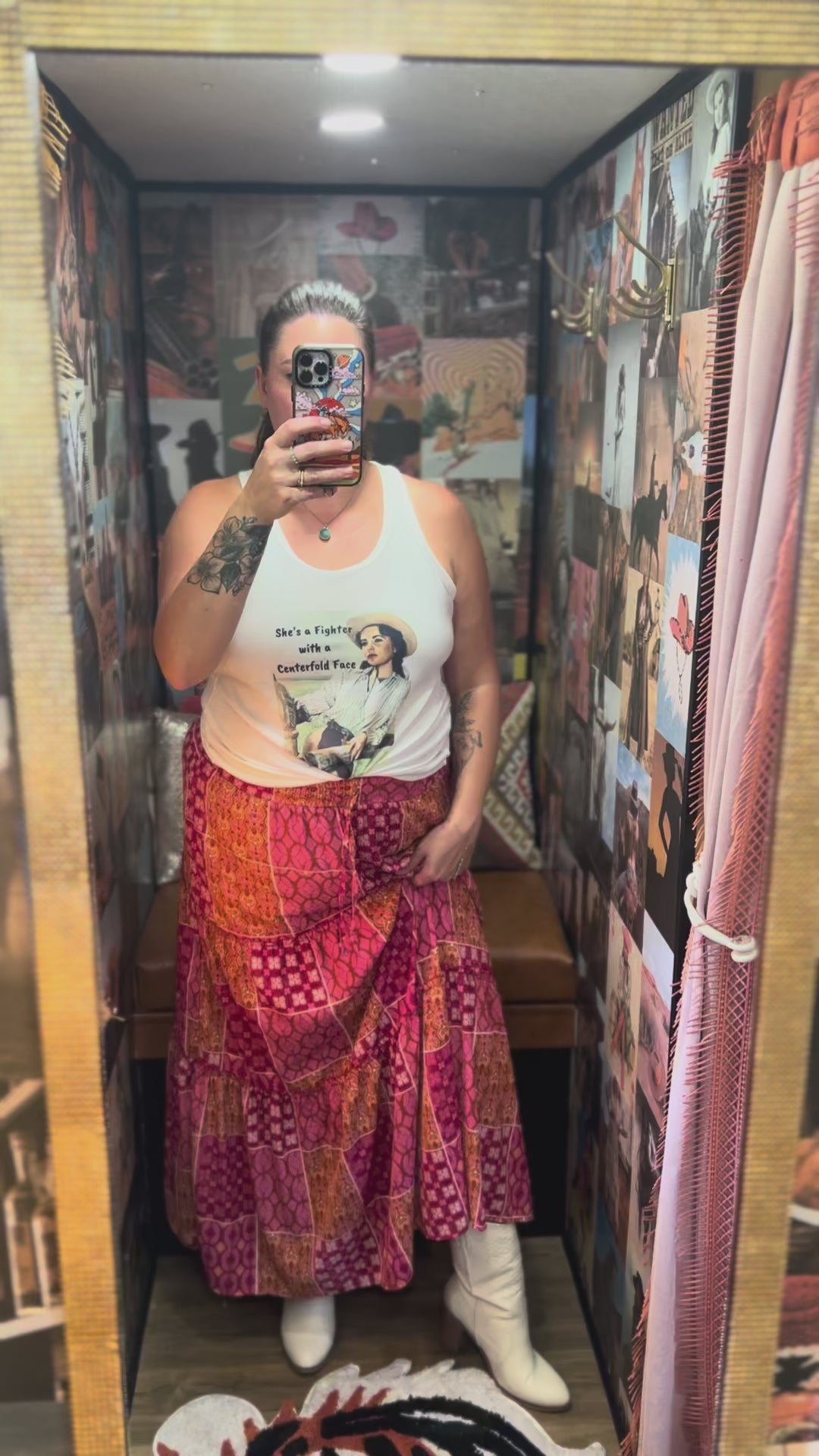 She's a Fighter with a Centerfold Face Tee